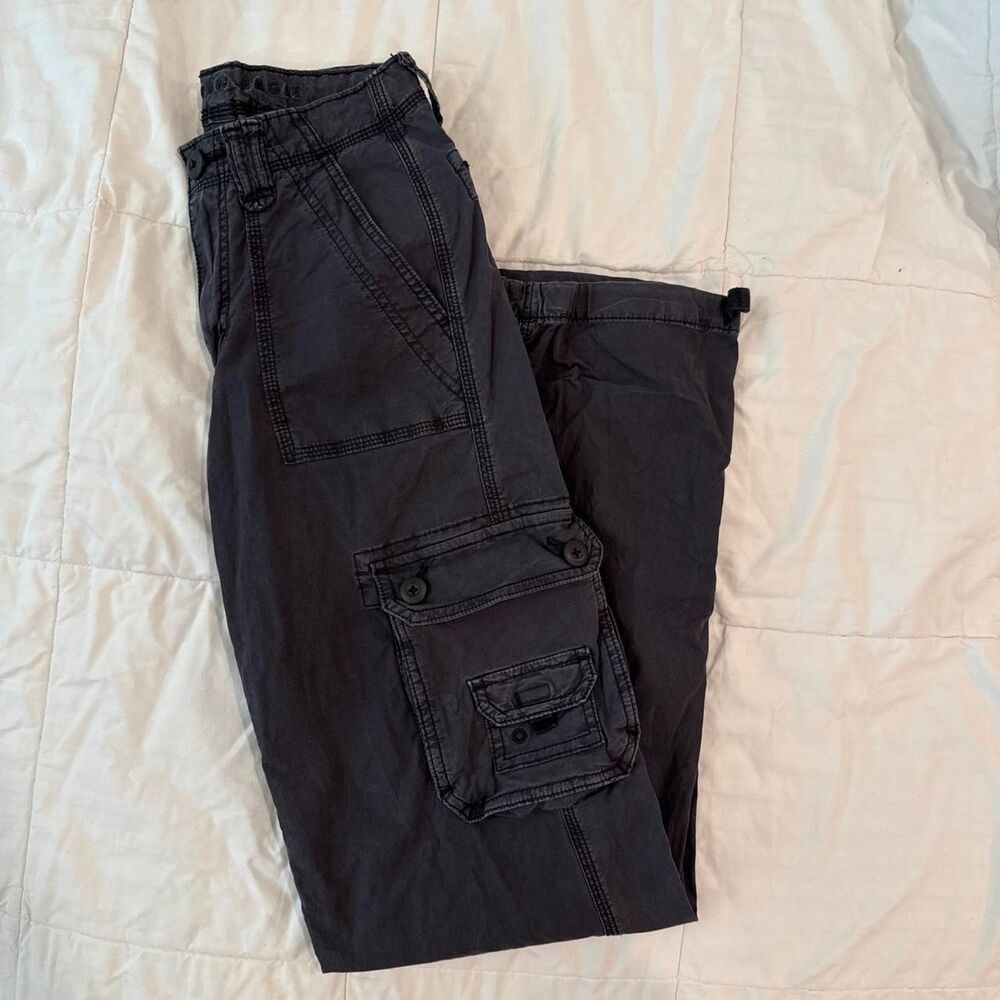 Charcoal Gray Women's Relaxed Fit Cotton Cargo Pants, American Eagle, Size 000